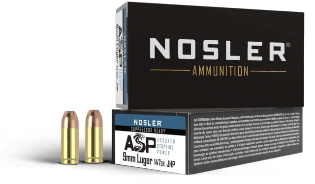 ler ASP Suppressor Ready 9mm 147 Grain Jacketed Hollow Point Brass Cased Cased Pistol 50 Rounds Ammo