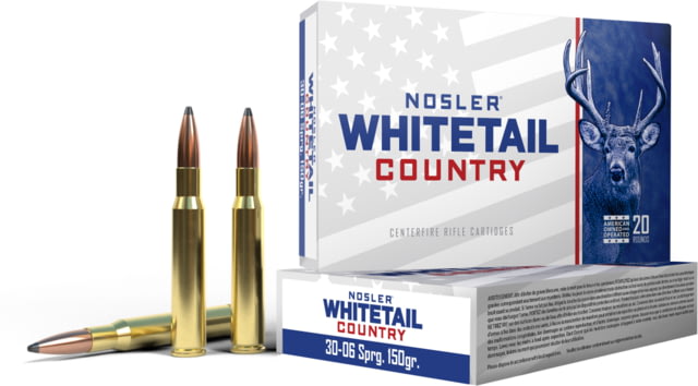ler Whitetail Country Solid Base .30-06 Springfield 150 Grain Spitzer Boat Tail Brass Cased Rifle Ammunition 20 Rounds Ammo