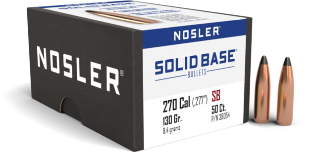 Nosler .270 Caliber 130 Grain Solid Base Spitzer Boat Tail Rifle Bullets 50 Bullets