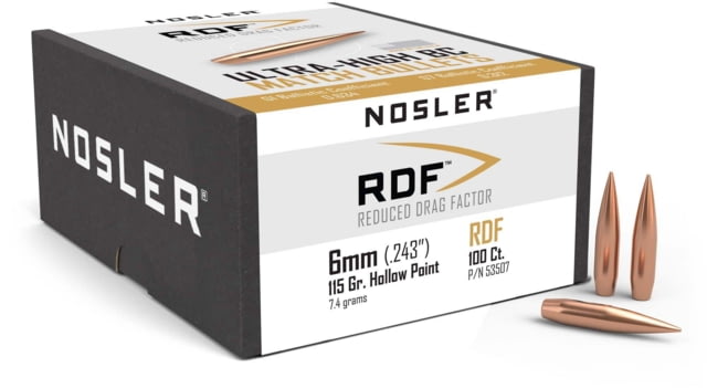 Nosler RDF Rifle Bullet 6mm 115gr HPBT, 100ct, 53507 by USA Nosler Reloading Bullets & Shot