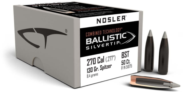 Nosler Silvertip Hunting Rifle Bullet .270 Caliber 130gr Ballistic Tip, 50ct, 51075 by USA Nosler Reloading Bullets & Shot
