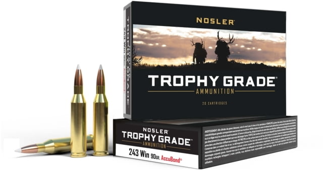 ler Trophy Grade .243 Winchester 90 Grain AccuBond Brass Cased Centerfire Rifle 20 Rounds Ammo