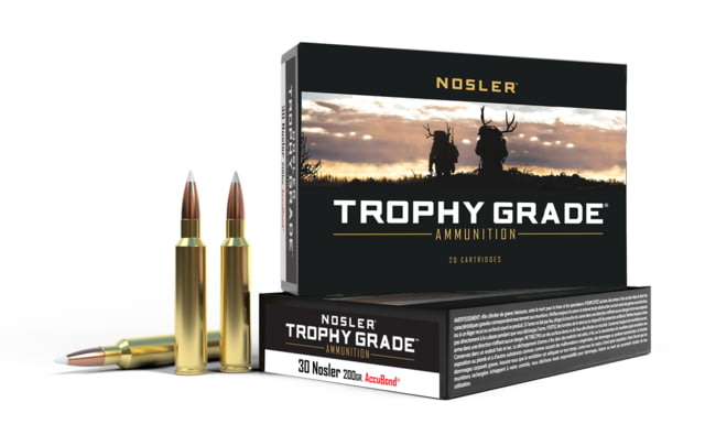 ler Trophy Grade .30 Nosler 200 Grain AccuBond Brass Cased Centerfire Rifle 200 Round Ammo