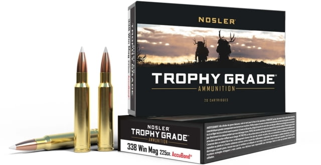 ler Trophy Grade .338 Win Mag 225 Grain AccuBond Brass Cased Centerfire Rifle 20 Rounds Ammo