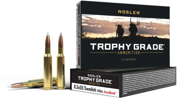 ler Trophy Grade 6.5x55mm Swedish 140 Grain AccuBond Brass Cased Centerfire Rifle 20 Rounds Ammo