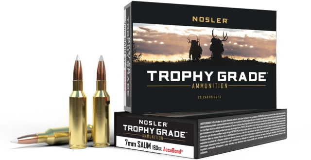 Nosler Trophy Grade 7mm Remington Short Action Ultra Magnum 160 Grain AccuBond Brass Cased Centerfire Rifle Ammo 20 Rounds