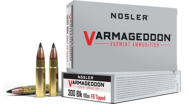 ler Varmageddon .300 AAC Blackout 110 Grain Flat Base Tipped Brass Cased Centerfire Rifle 20 Rounds Ammo