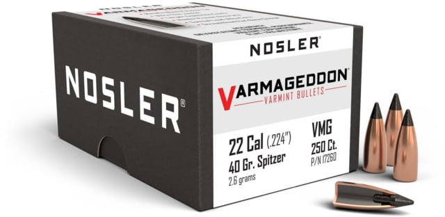 Nosler Varmageddon Rifle Bullet .22 Caliber 40gr FB Tipped, 250ct, 17260 by USA Nosler Reloading Bullets & Shot