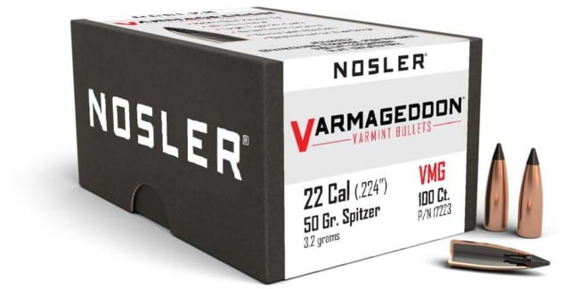Nosler Varmageddon Rifle Bullet .22 Caliber 50gr FB Tipped, 100ct, 17223 by USA Nosler Reloading Bullets & Shot