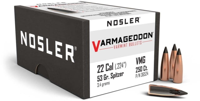 Nosler Varmageddon Rifle Bullet .22 Caliber 53gr FB Tipped, 250ct, 36524 by USA Nosler Reloading Bullets & Shot