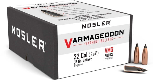 Nosler Varmageddon Rifle Bullet .22 Caliber 55gr FB Tipped, 500ct, 17291 by USA Nosler Reloading Bullets & Shot