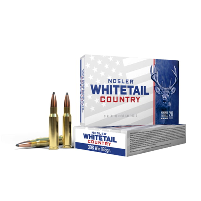 Nosler Whitetail Country 308 Winchester 165 Grain Solid Base Brass Cased Rifle Ammo 200 Round ler Whitetail Country 308 Winchester 165 Grain Solid Base Brass Cased Rifle 200 Round Ammo