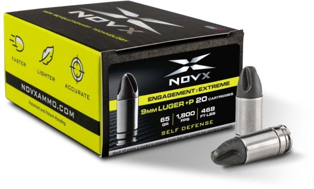 X Ammunition Engagement/Extreme Self Defense 9mm Luger P P 65 Grain Fluted Stainless Steel Cased Pistol 20 Rounds Ammo