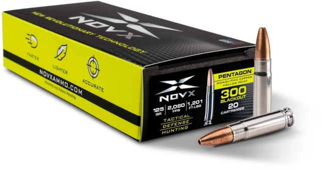 X Ammunition Pentagon 300 Blackout 125 Grain Copper Polymer Stainless Steel Cased Centerfire Rifle 20 Rounds Ammo
