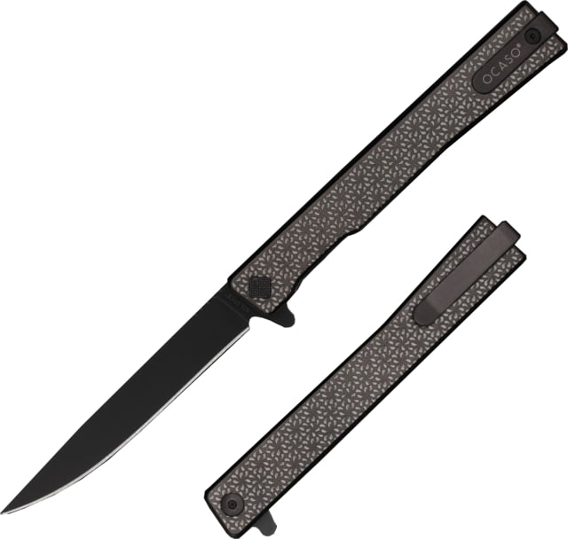 Ocaso Knives Engraved Solstice Folding Knife 3.5in CPM S35VN Swirl/Titanium Pattern Handle Black - Ocaso Knives