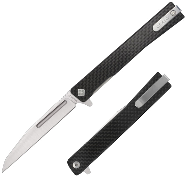 Ocaso Knives Solstice Folding Knife 3.5in Black CPM S35VN Wharncliffe Carbon Fiber Satin/Black - Ocaso Knives