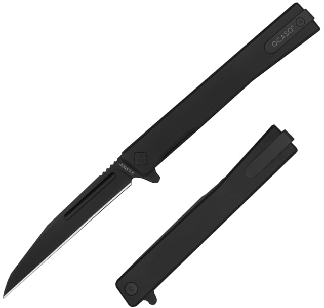 Ocaso Knives Solstice Folding Knife 3.5in Black CPM S35VN Wharncliffe Titanium Black/Black - Ocaso Knives