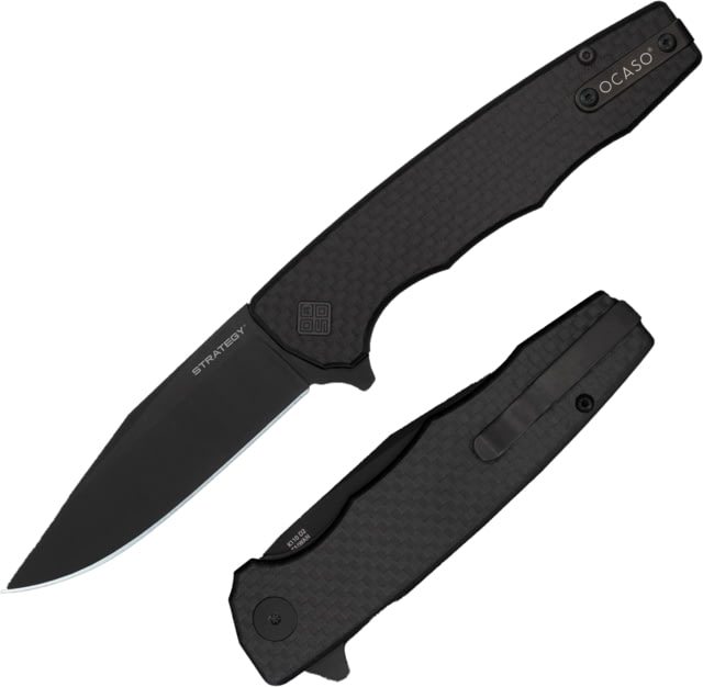 Ocaso Knives Strategy Folding Knife 3.5in D2 Steel Carbon Fiber/G-10 Handle Black/Black - Ocaso Knives