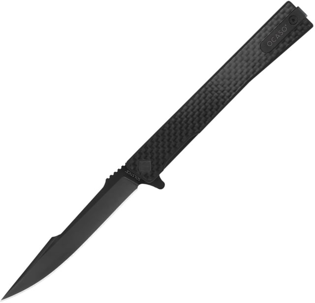 Ocaso Knives Solstice Folding Knife 3.5in Black PVD Coated S35VN Stainless Harpoon Style Blade Carbon Fiber Handle - Ocaso Knives