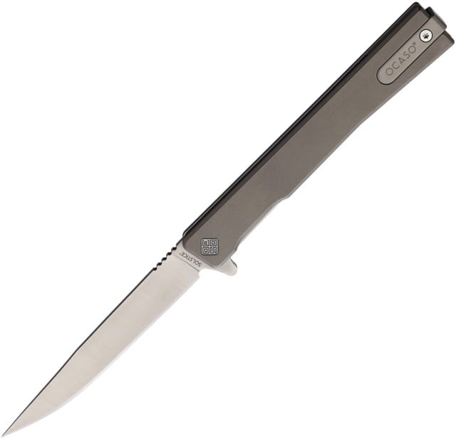 Ocaso Knives Solstice Folding Knife 4.5in Closed 3.5in Satin S35VN Stainless Blade Gray Titanium Handle - Ocaso Knives