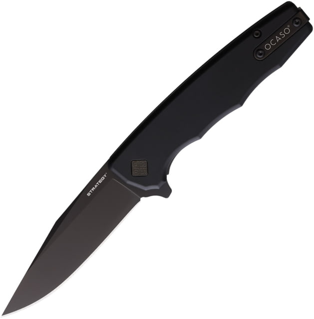Ocaso Knives Strategy Folding Knife 4.5in Closed 3.5in K110 Black Clip Point Blade Black Aluminum Handle - Ocaso Knives