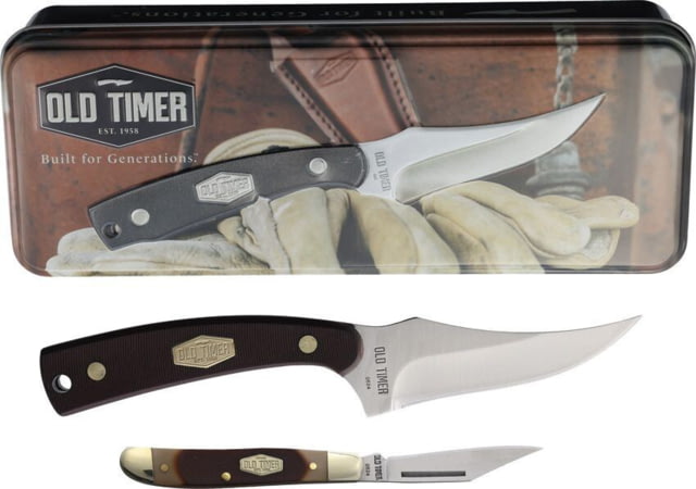 Old Timer Old Timer Sharpfinger Fixed Blade Knife and Folding Blade Knife Set Stainless Steel Ultramid Brown Handle - $30.89 at Optics Planet