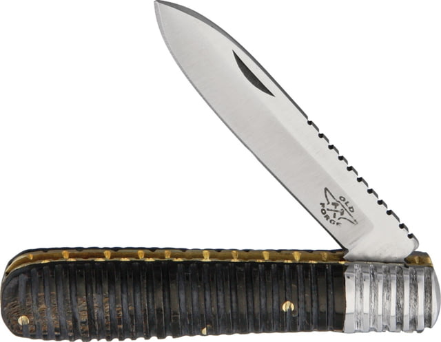 OldForge Barlow Grooved Buffalo Horn Folding Knife3.125inStainless SteelStandard Edge Black Buffalo Horn Handle - Oldforge