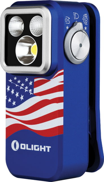 Olight Oclip Pro S 600 Lumen LED Rechargeable Clip-On Flashlight with UV and RGB Light Stars and Stripes - Olight