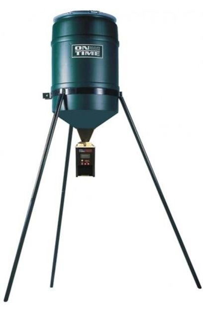 On Time Wildlife Feeders Tomahawk Vl Feeder w/ 30 Gal Tripod Green - On Time Wildlife Feeders