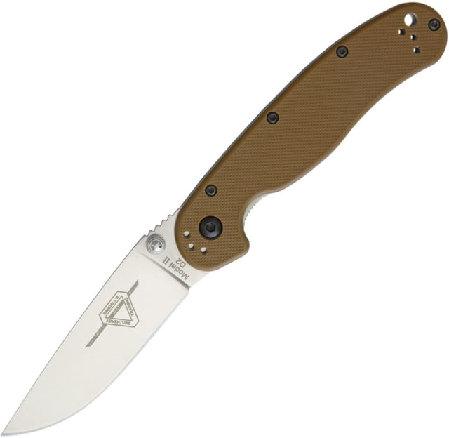 Ontario Knife  RAT II Linerlock Folding Knife 3in Satin D2 Tool Steel Drop Point Coyote Brown G10 Handle  COYOTE BROWN - Ontario Knife