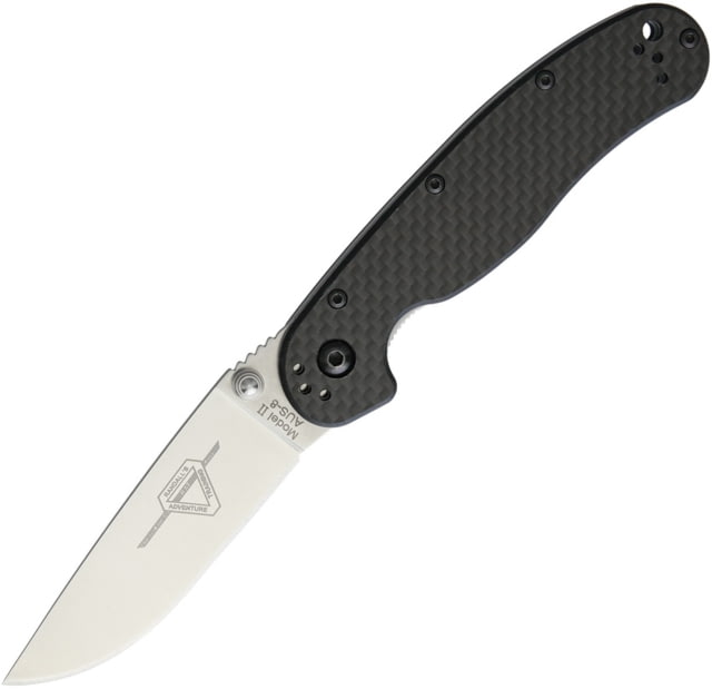 Ontario Knife  RAT II Carbon Fiber Drop Point Linerlock Folding Pocket Folding Knife 3in Satin Aus-8 SS Drop Point Carbon Fiber Handle Thumb Stud - Ontario Knife