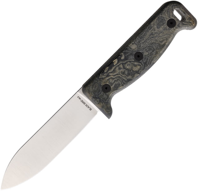 Ontario Knife Black Bird ML5 Knife 10in Overall 5in Mirror Finish 420HC Stainless Blade Multi-Color Micarta Handle Leather Sheath - Ontario Knife