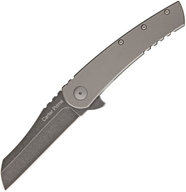 Ontario Knife Carter Prime Titanium EDC Folding Knife3.5inD2 Tool SteelStandard EdgeWharncliffe Black StonewashGrayTitanium Handle - Ontario Knife