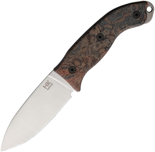 Ontario Knife Hiking Knife 8in Overall 3.75in Satin Finish 420HC Stainless Blade Brown Micarta Handle Leather Sheath - Ontario Knife