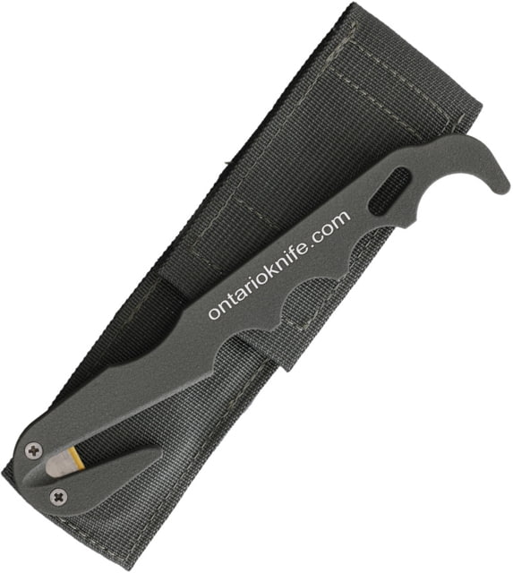 Ontario Knife Model 4 Strap Cutter FG Knife 6.63in Overall Stainless Blade Forest Green Powder Coated Aluminum Construction Nylon Sheath - Ontario Knife
