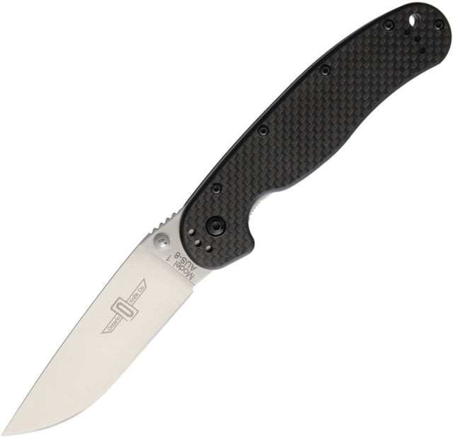 Ontario Knife RAT 1 Drop Point Linerlock Folding Pocket Folding Knife 3.5in Satin Aus-8 SS Drop Point Carbon Fiber Handle Thumb Stud Pocket Clip