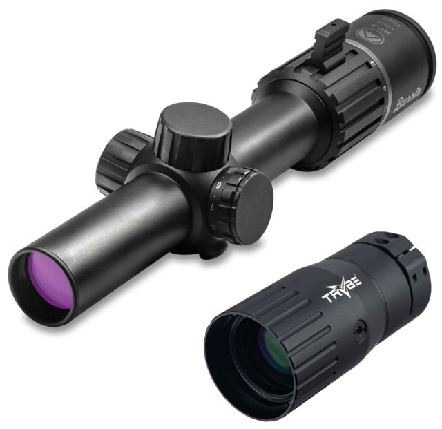 Burris RT-6 1-6x24 mm Rifle Scope, 30mm Tube, Second Focal Plane, Red Ballistic AR 5X Reticle, Matte, Black, w/ TRYBE Optics Enhancer, 200472-KIT1 by USA Burris AR15 Rifle Scopes