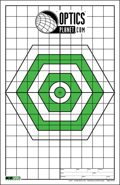 OpticsPlanet Exclusive EZ2C Targets Style H14 Green and Black Ink on High Quality White Paper 25 Pack - Ez2C Targets