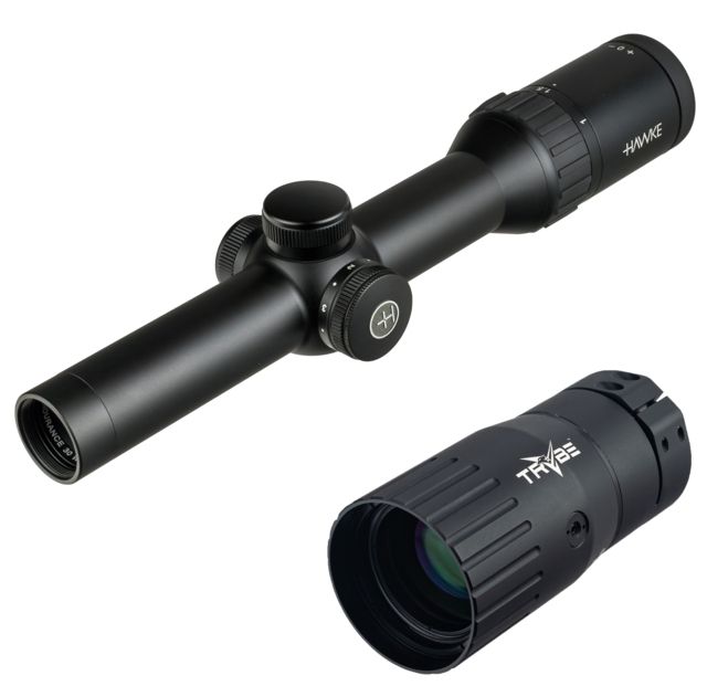 Hawke Sport Optics Endurance 30 WA 1-4x24 IR L4a Riflecope Black  w/ TRYBE Optics Enhancer - Magnification Doubler - Hawke Sport Optics
