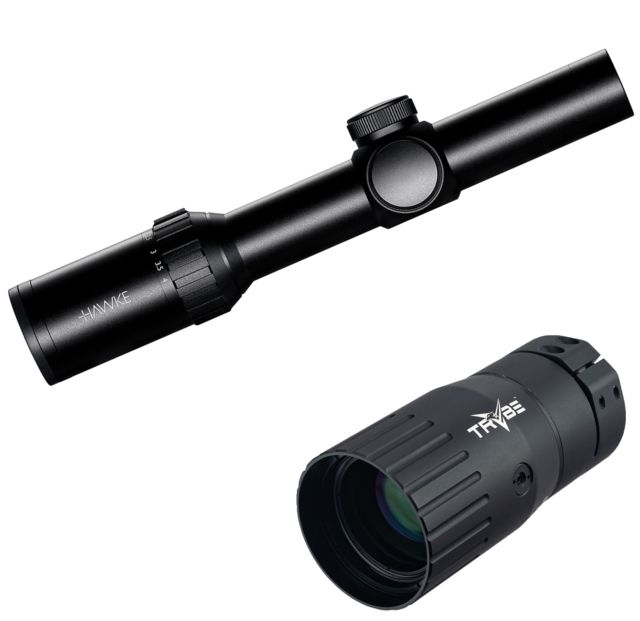 Hawke Sport Optics Vantage WA 30mm 1-4x24 IR L4a Rifle Scope Black  w/ TRYBE Optics Enhancer - Magnification Doubler - Hawke Sport Optics