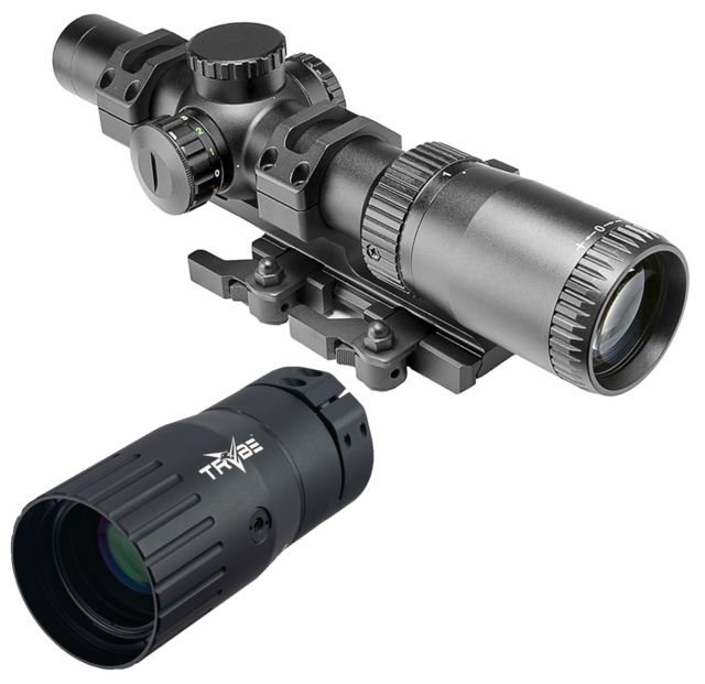 NcSTAR STR Series Full-Size Scope Rifle Scope  30mm Tube Green/Red Illumination Low Power Variable Reticle Green Lens w/ VISM VMSPRBV2 Mount - Ncstar