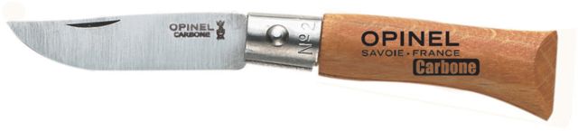 Opinel Carbon Steel Folding Knife No.2 1.38in Beechwood Handle Wood - Opinel