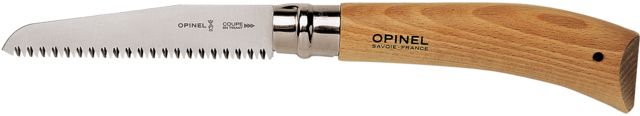Opinel Saw Folding Knife No.12 5in w/ Virobloc Carbon Steel w/ Anti-Corrosion Coating Beechwood Handle Wood - Opinel