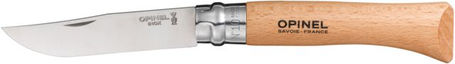 Opinel Stainless Steel Folding Knife No.10 3.95in w/ Virobloc 12C27 Sandvik SS Beechwood Handle Wood - Opinel