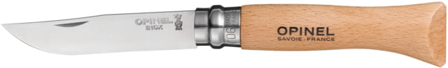 Opinel Stainless Steel Folding Knife No.6 2.75in w/ Virobloc 12C27 Sandvik SS Beechwood Handle Wood - Opinel
