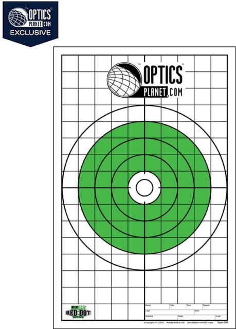 OpticsPlanet Exclusive EZ2C Targets Red Dot Optics Style 5 Green and Black Ink on High Quality White Paper 25 Pack - Ez2C Targets