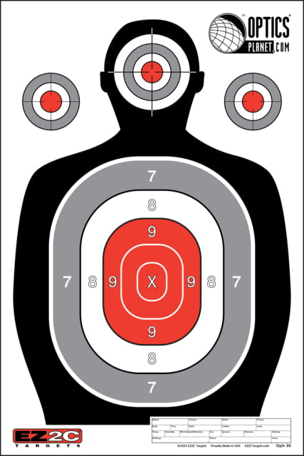 OpticsPlanet Exclusive EZ2C Targets Silhouette Target - 25 Pack Red/Black 12x18 in - Ez2C Targets