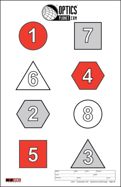 OpticsPlanet Exclusive EZ2C Targets Style 25 Recognition And Aquisition Drill Target 25 Pack Red/Black/White - Ez2C Targets