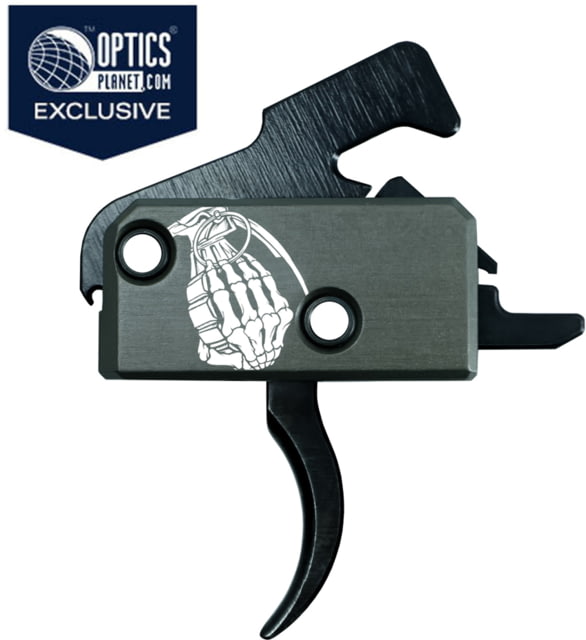 OpticsPlanet Exclusive Rise Armament Limited Edition Ranger Road Trigger with Anti-Walk Pins, Curved, Grey, RA-140-OP-RGR