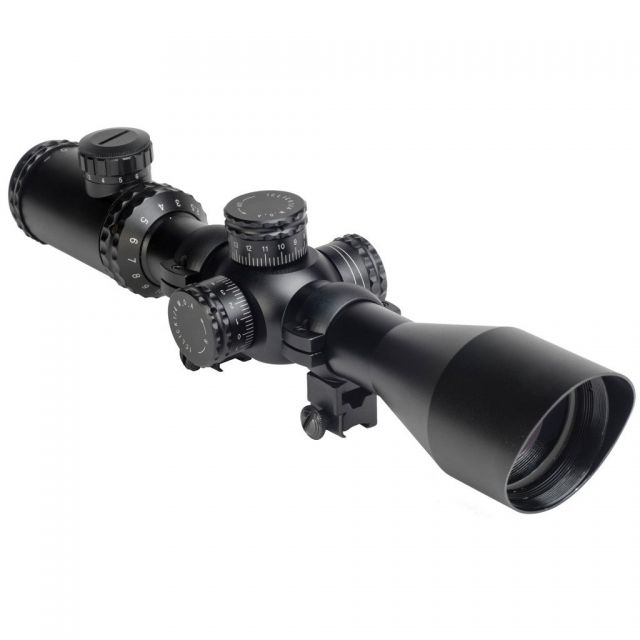 Optima E-SFT Rifle Scope 2.5-10x50mm 30mm Tube Illuminated Mil-Dot Reticle Black Medium - Optima